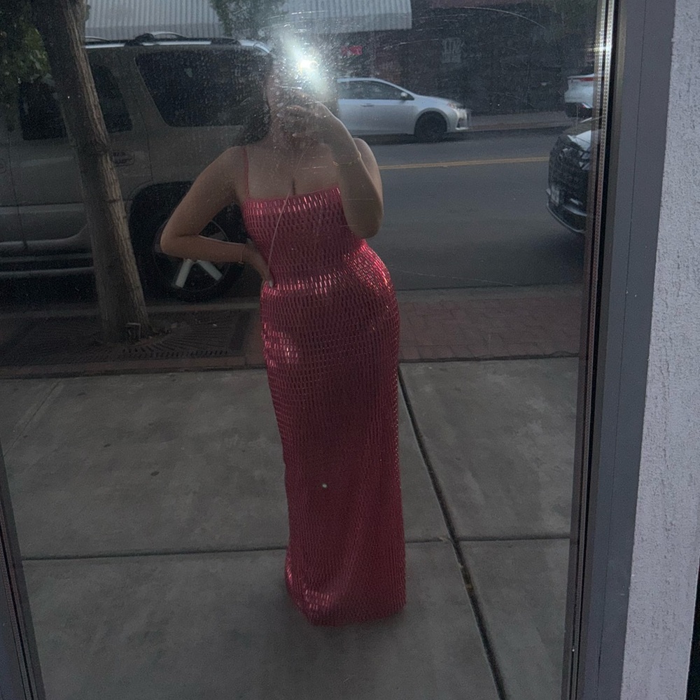 Oh Polly Amaya Dress in Watermelon Pink - Picture 2 of 8